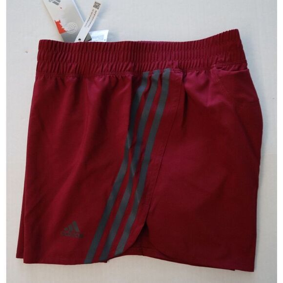 Adidas H57186 Women's Sz M Burgundy Run Icons 3-Stripes 3" Running Shorts - Picture 9 of 10
